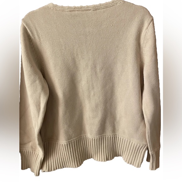 Vintage Liz Claiborne light beige cable knit sweater, scalloped edging size XL - Picture 2 of 7